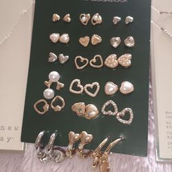 Cubic Zirconia cross necklaces/ cute stud earrings for pierced ears