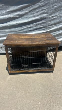 Wood and metal dog crate