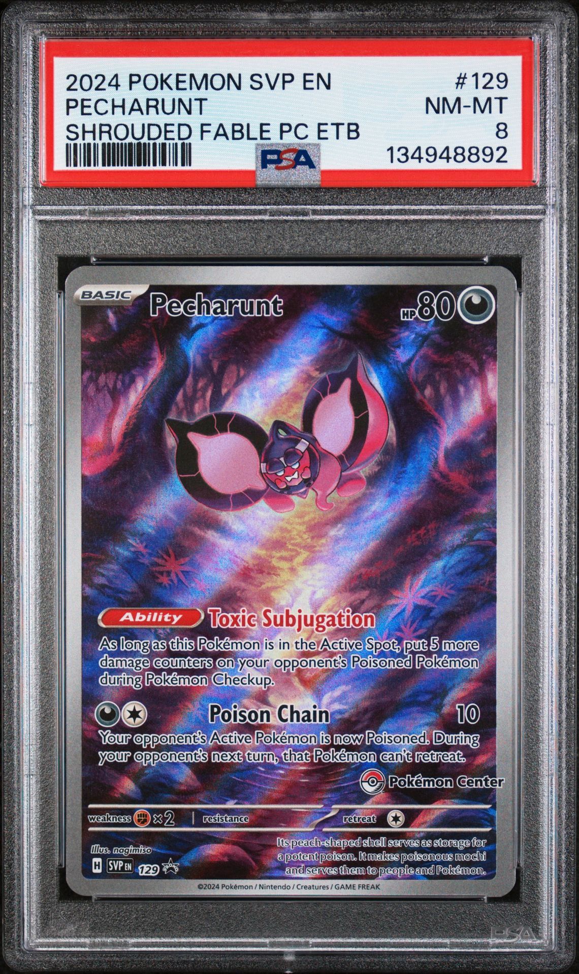 Percharunt 2024 Pokemon Shrouded Fable PC ETB Black Star Promo PSA 8