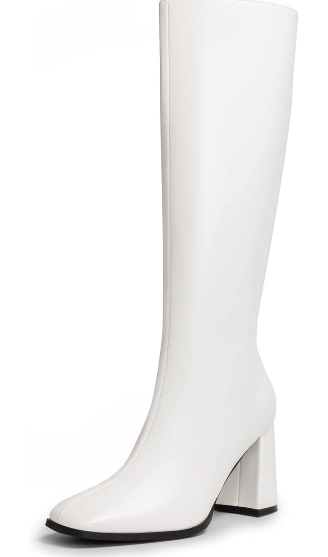 New Women’s Size 9 DREAM PAIRS Knee High Boots for Women Square Toe Gogo Chunky Heel with Side Zip