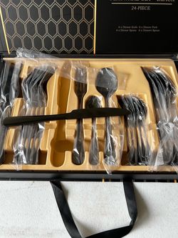 Black 24-Piece Flatware Cutlery Set