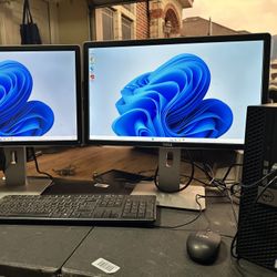 Windows 11 Pro desktop, with two 22” inch monitors. 8 gig RAM, 240 gig solid state drive. 