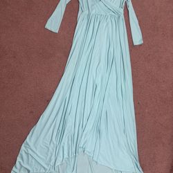 New 2xl Aqua blue long Flowy long stretchy maternity dress photo gown 