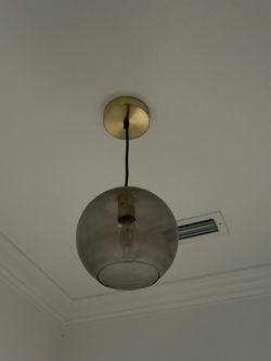 Globe Pendant Light Smoked Glass Brass