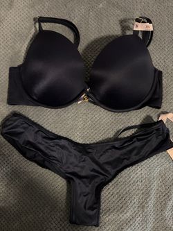 Victoria's Secret Black Push-Up Bra & Panty Set 36C