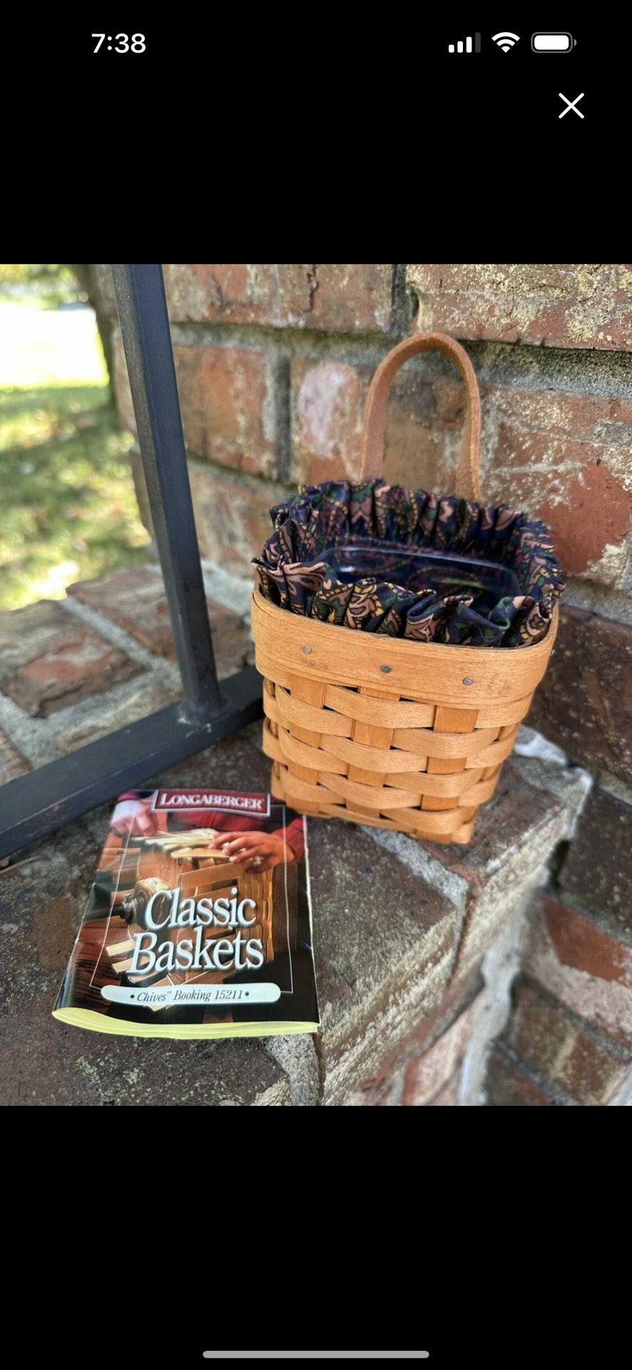 🔹💥Vintage-1997-Longaberger~Chives Booking / Promo Basket with Paisley Liner, Protector and Certificate💥🔹