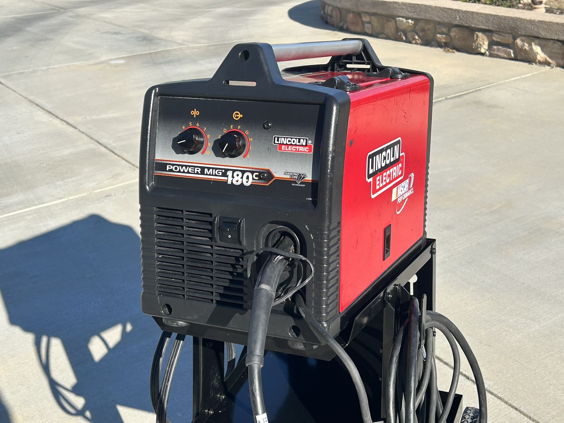 Lincoln Electric Power MiG 180C Welder With Welding Cart Commercial Version 180 Continuous Voltage Adjustments No Tank Bottle