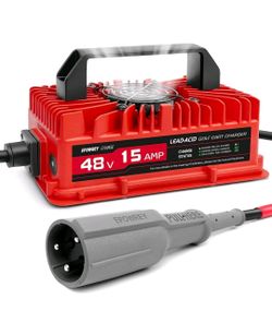 15 AMP 48 Volt Golf Cart Battery Charger Club Car 3-Pin Round Plug for lead acid