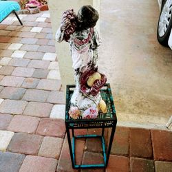 Heavy Concrete Lady Statue with Metal Stand $60