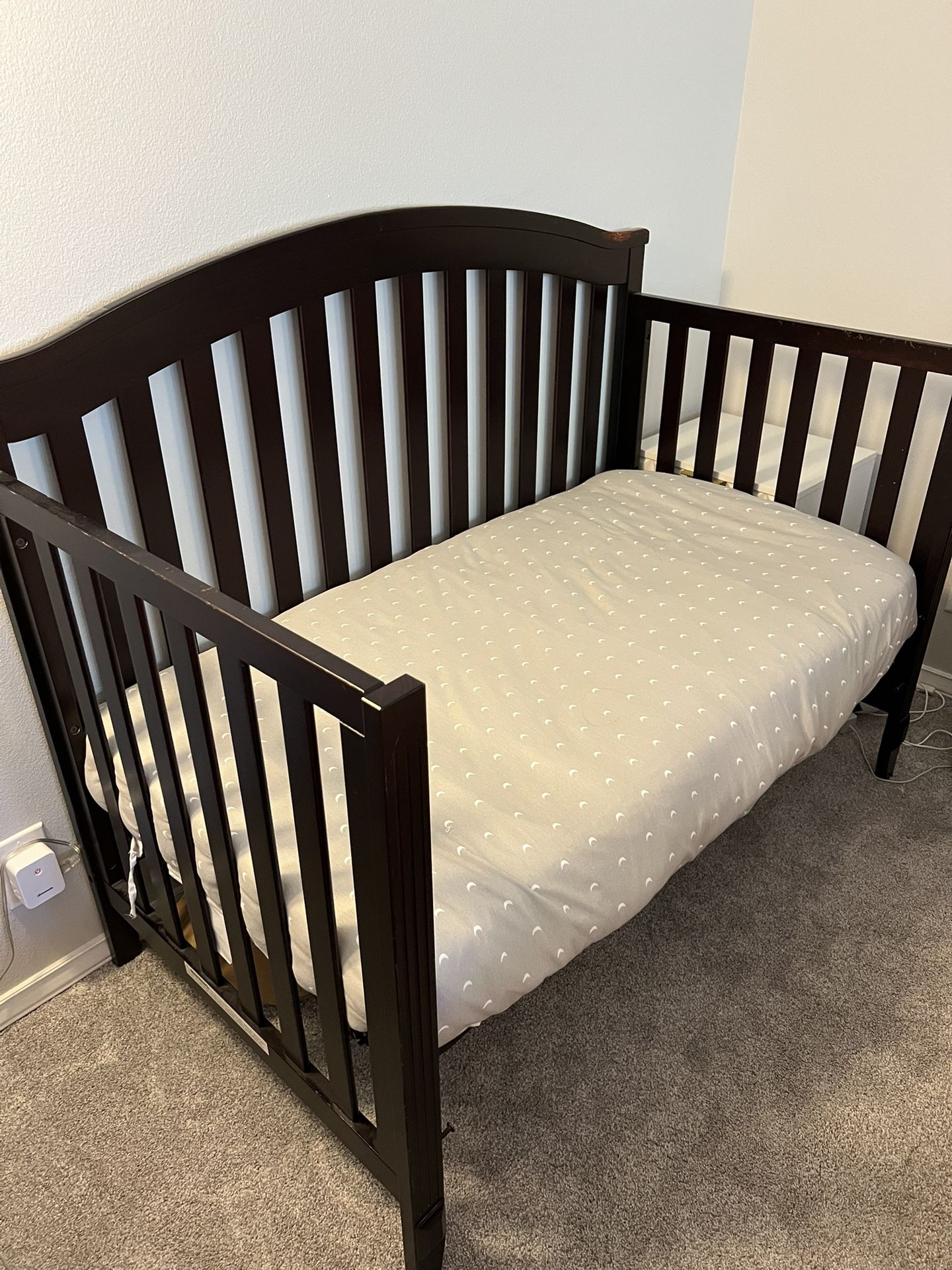 Walnut Wooden Crib (mattress Included)