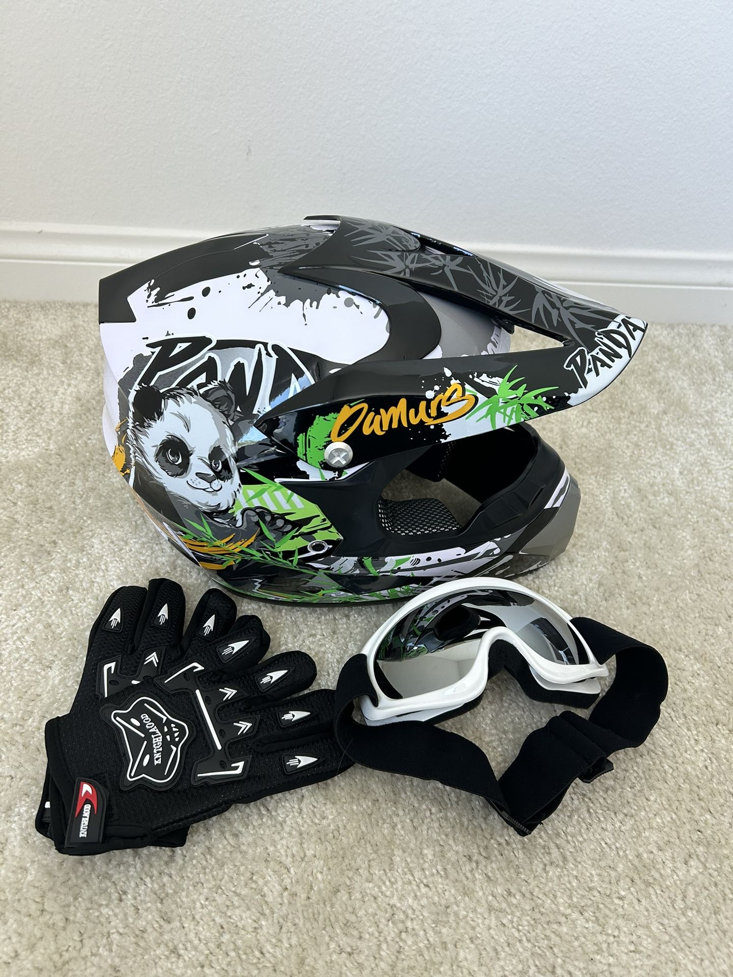 Motorcycle Dirt Bike Helmet Set- Size S