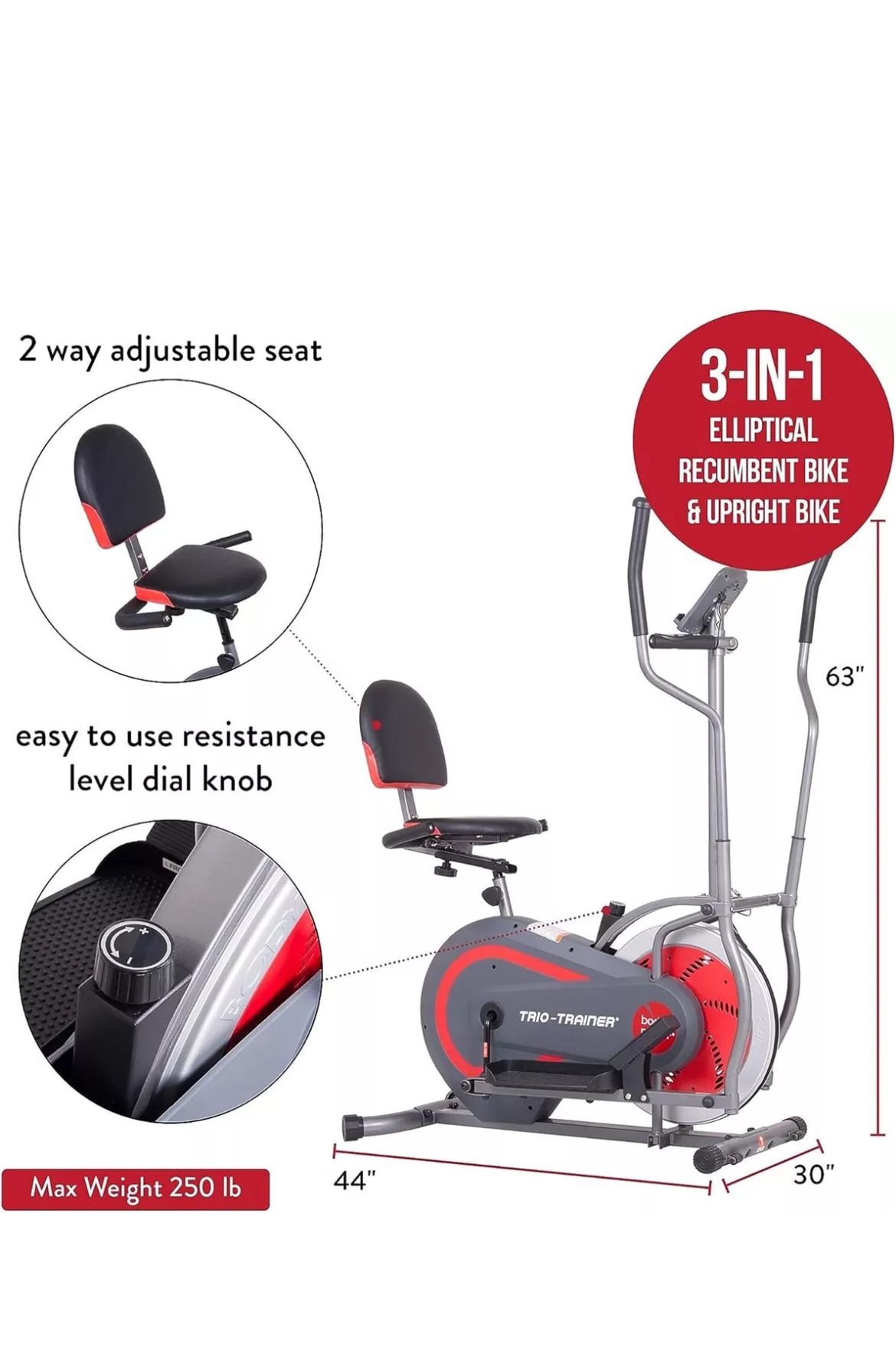 [] 2Nd Generation 3-In-1 Home Gym, Upright Compact Exercise Bike, Elliptical