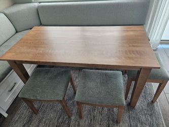 Dining Table (wood) and three Stools