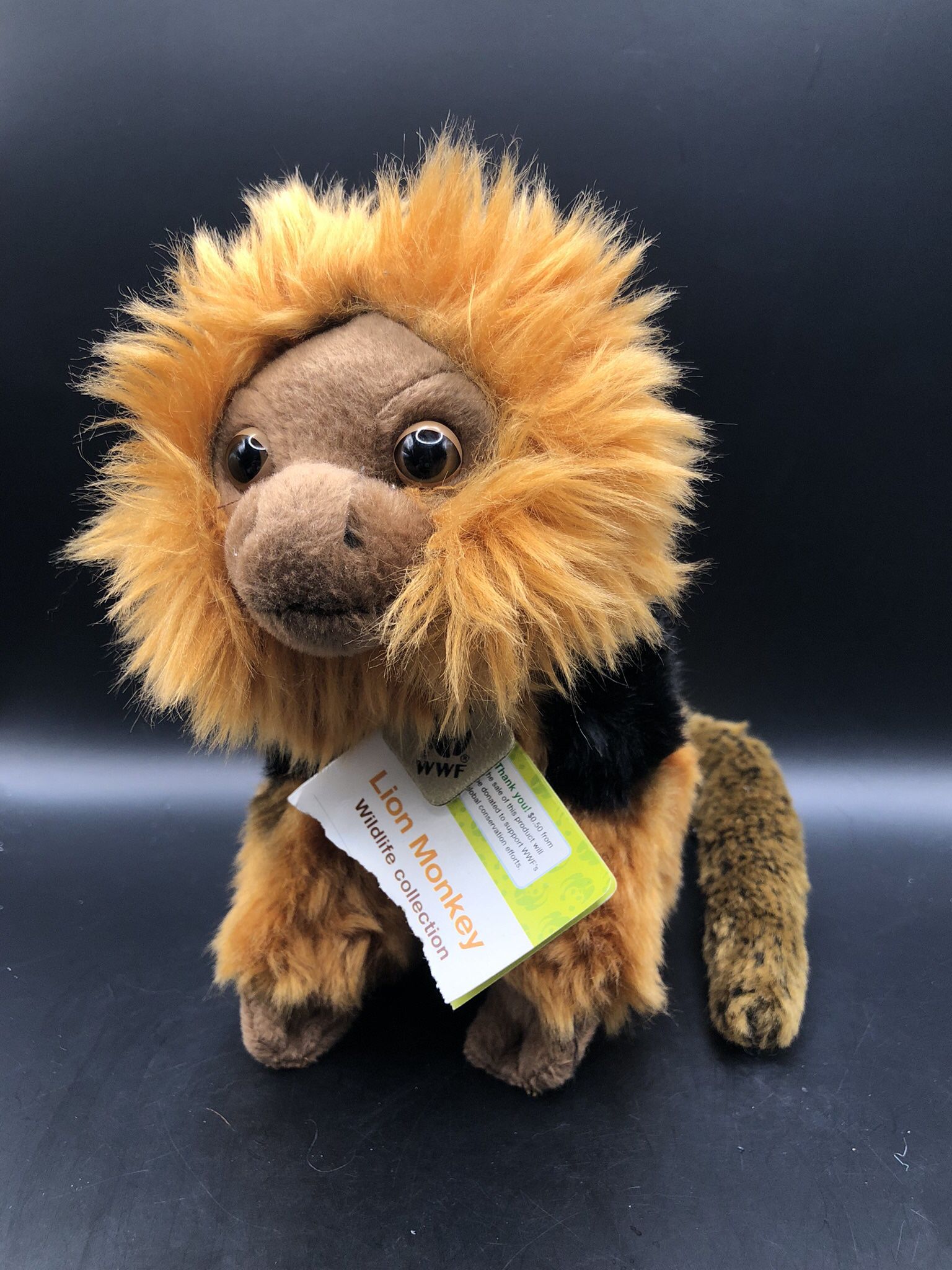 Lion Monkey Plush Stuffed NWT 8” World Wildlife Fund Primate Animal Zoo
