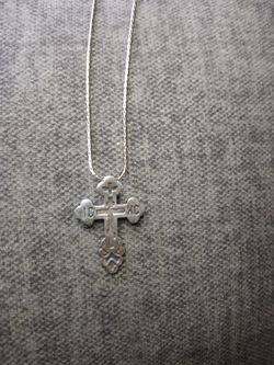 Silver Cross And Necklace