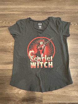 Torrid Marvel Scarlet Witch Gray V-Neck Crisscross Strap Tee Size 1