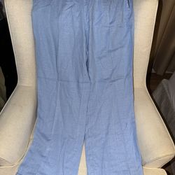 New H&M Linen Sky Blue Wide Pants Size L