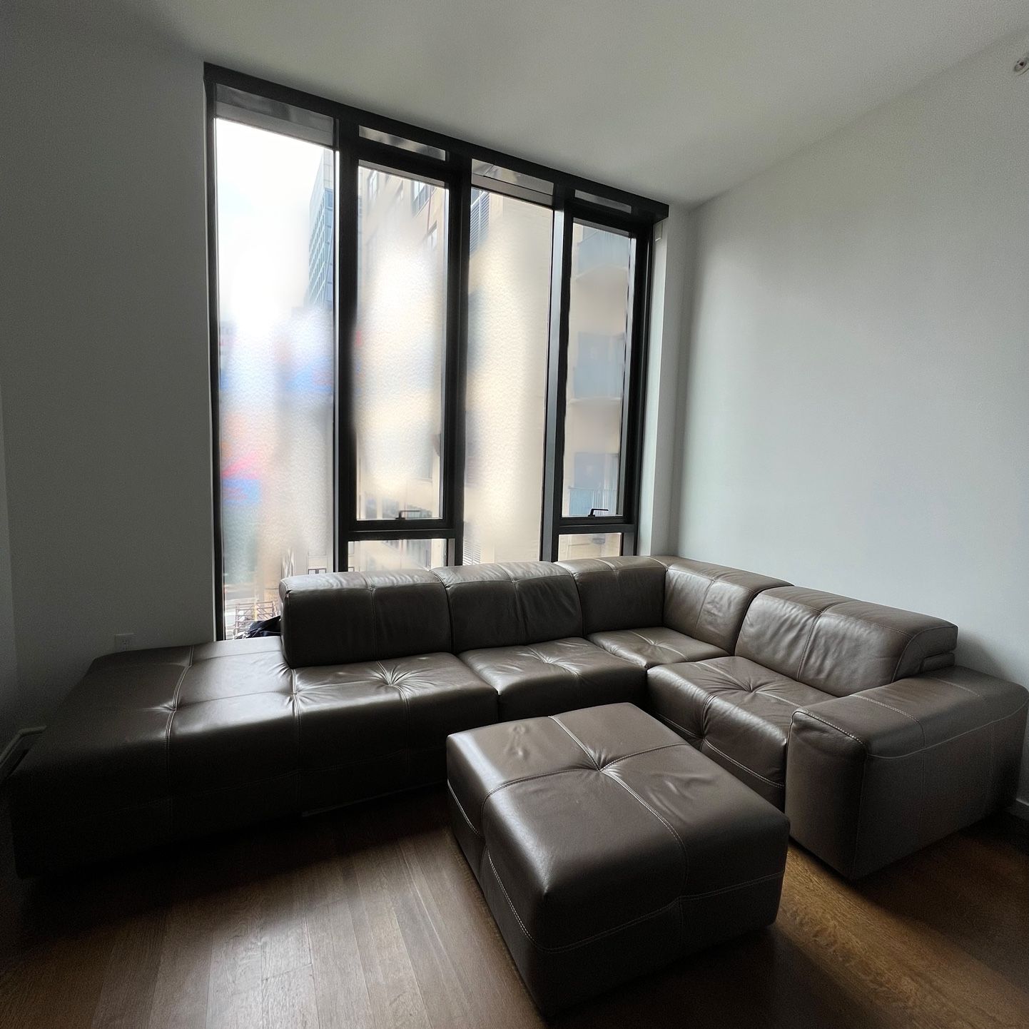 Leather Sectional with Ottoman