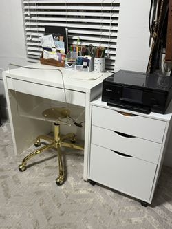Desk, Chair And File Cabinet