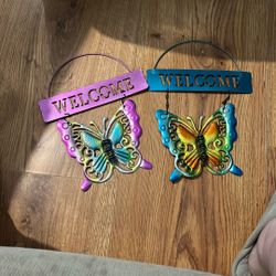 2 Welcome Butterfly Decor
