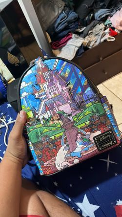 Loungefly disney princess castle series belle womens double strap shoulder bag purse