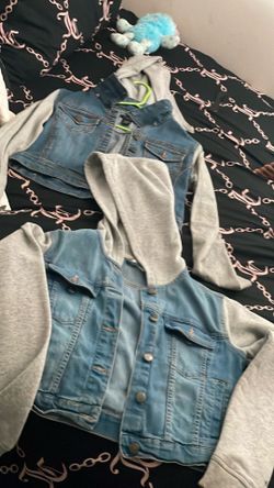 Jean jacket with hoodie size small