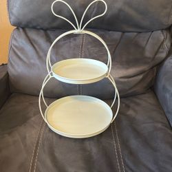 Light Blue Bunny Two Tier Metal Tray Foldable
