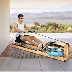 Rowing Machine for Home Gym Use, Water Wooden Rower with LCD Monitor, Outdoor Indoor Fitness Exercise Training Sports Equipment