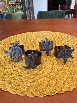 Brass cowboy western napkin rings