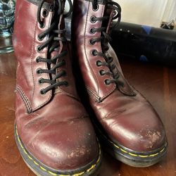 Dr. Martens 1460 Cherry Red Smooth Leather Boots M-8, W-9