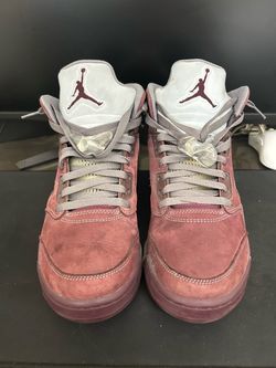 Air Jordan 5 Burgundy Suede Sneakers Size 9