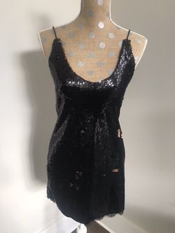 Free People double sided sequin black mini dress - SM