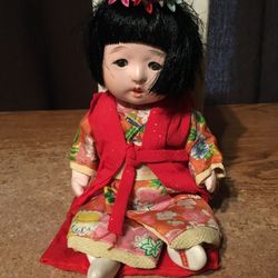 Vintage GoFun Ichimatsu Japan Jointed Baby Girl With Glass Size Doll