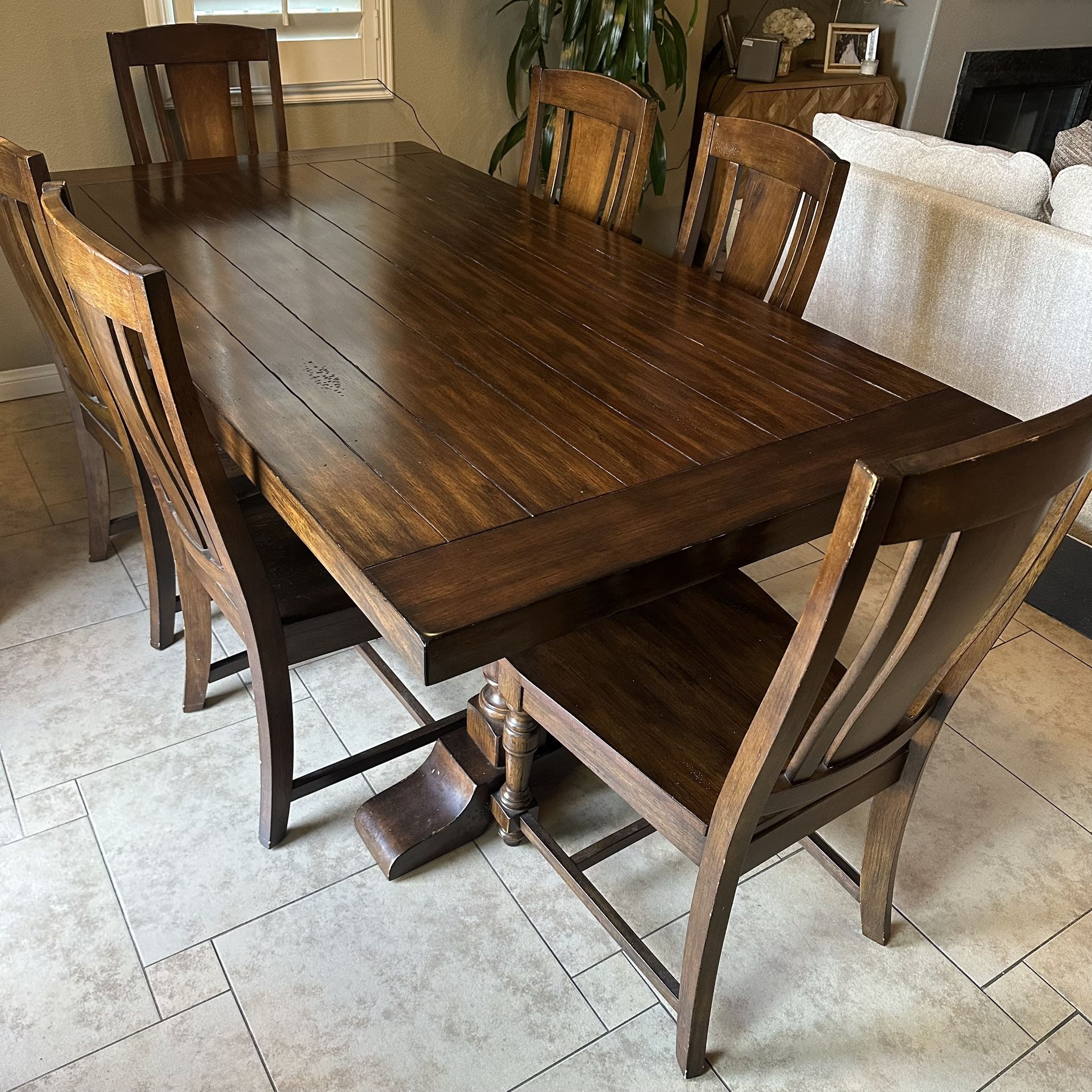 7 piece wood dining table set for Sale in Ontario, CA - OfferUp
