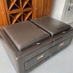 Leather Ottoman With Drawer