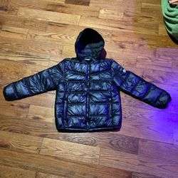 mono clear shiny black puffer jacket 