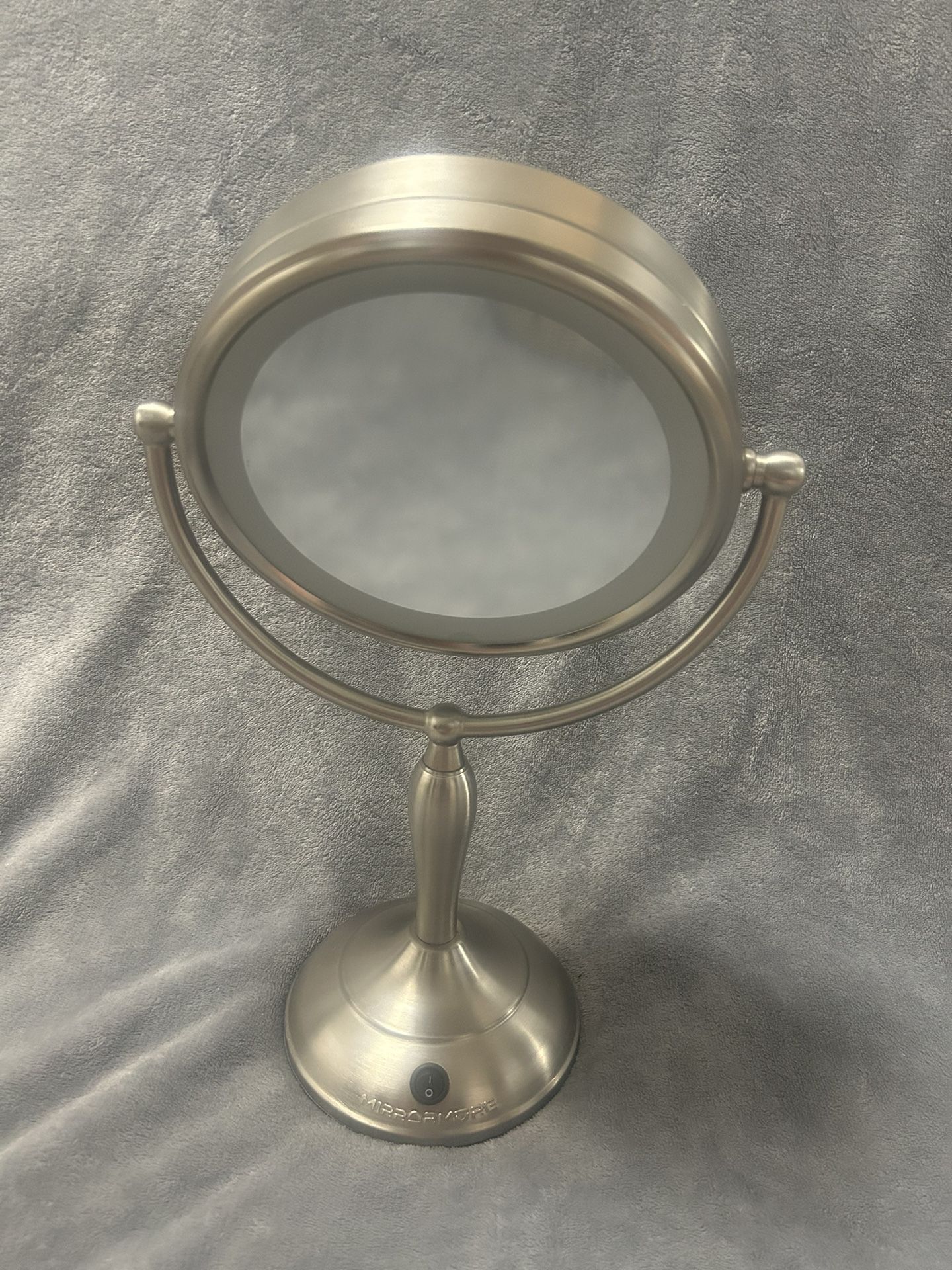 Silver light up vanity makeup mirror