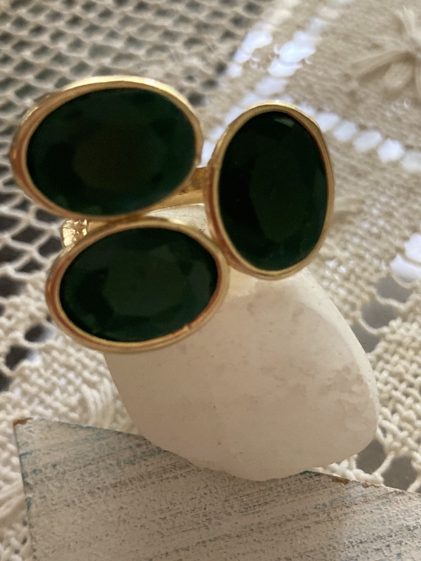 Untreated Emerald Oversized Cocktail Statement Gold Ring
