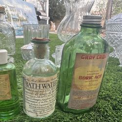 Vintage/Antique Bottles Of Various Liquids. 