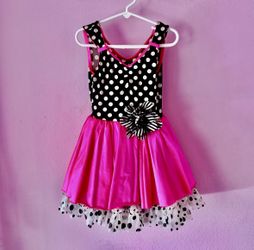 Girls Clothes Weissman Dance Or Ballerina Black Leotard Bodice With White Polka Dots And Attached Pink Tutu Skirt Size SC (5T-6T)  Ballet Dance Jazz