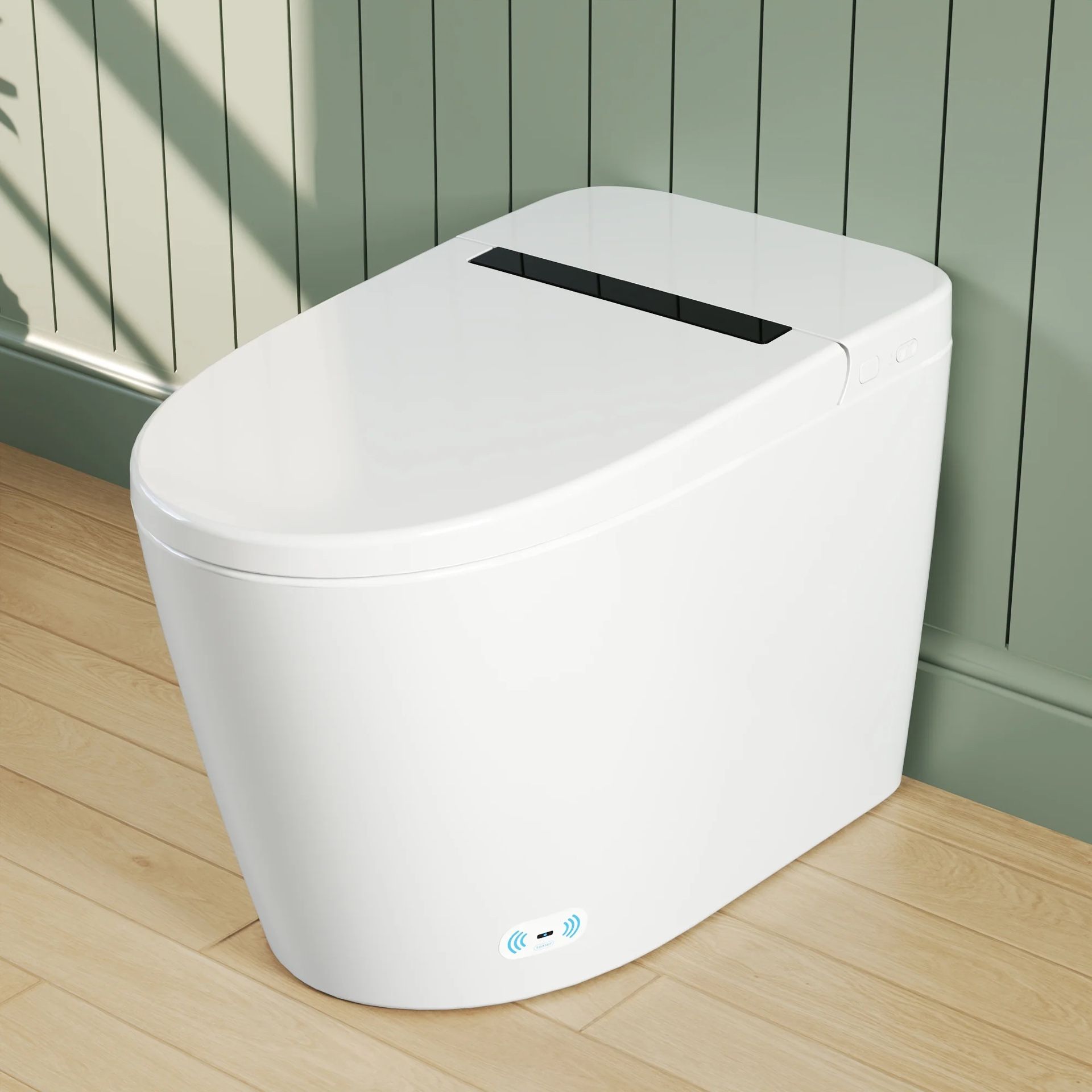 Tankless Elongated Smart Toilet Bidet 1.28 GPF with Auto Flush, Heated Seat, Warm Air Dryer, Digital Display, White