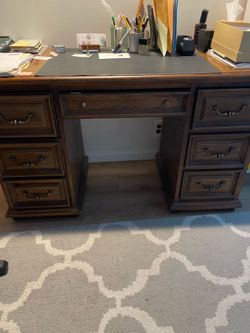 Wood desk.