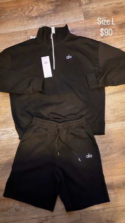 Alo Black Half-Zip Hoddie and Shorts Set