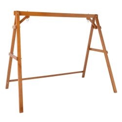 Heavy Duty 660 LBS Wooden Swing Frame with Extra Bottom Connection Board, Upgraded A-Frame Porch Swing Bench Stand for Indoor & Outdoor