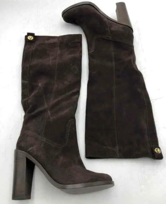 NEW Coach Dark Brown And Gold Effie Tall Boots - Size Women's 5