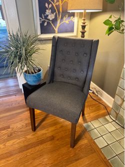 Gray Fabric Tufted Parsons Chair
