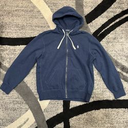 Polo Ralph Lauren Navy Blue Zip Up Hoodie Mens Size Large Embroidered Pony