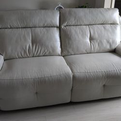 Leather Light Gray Recliner Sofa 