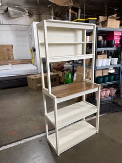 Pantry Organizers/Comrelax Pantry Organizers New Shop Comrelax 31.50" White and Rustic Brown color 5-Tier Bakers Rack for Kitchen with Storage