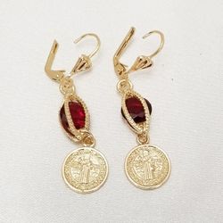 Saint Benedict Women's Earrings. New. 14K Gold Plated.  New